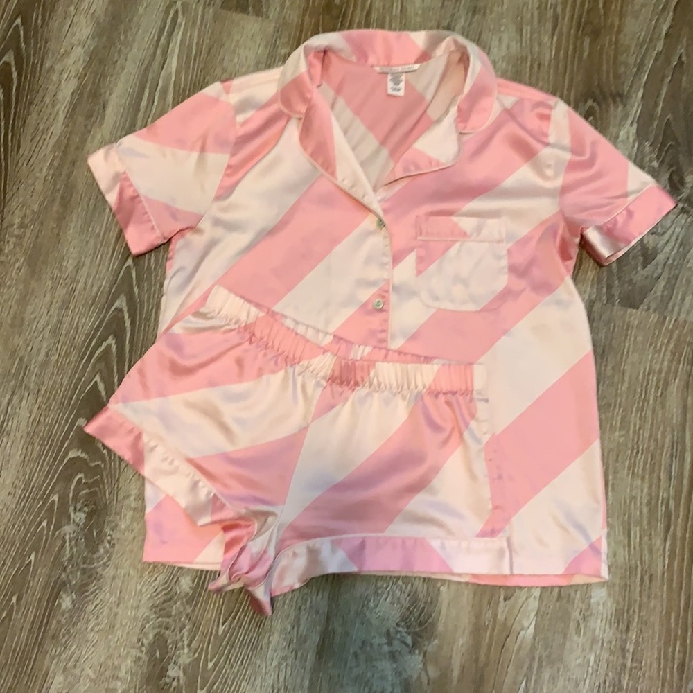 Victoria’s Secret Satin Boxer Set Iconic Stripes